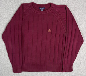 GANT Men’s Cable Knit Crewneck Sweater L Raspberry 100% Cotton Logo Preppy